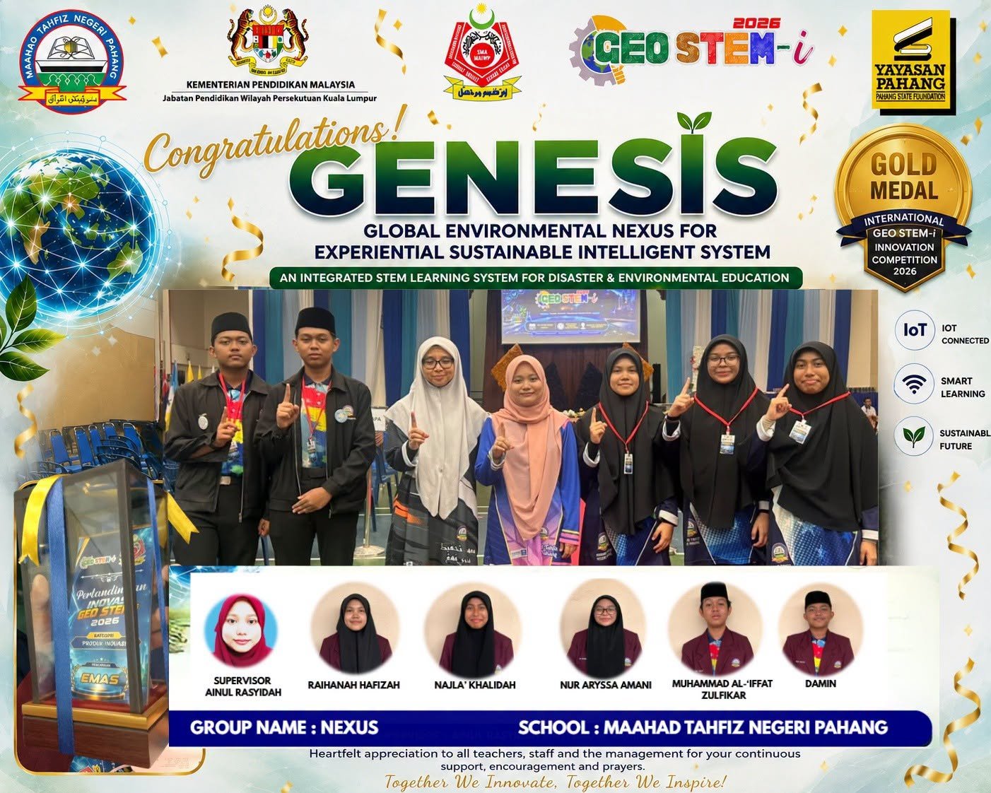 Maahad Tahfiz Negeri Pahang Rangkul Pingat Emas Inovasi GeoSTEM-i Antarabangsa 2026