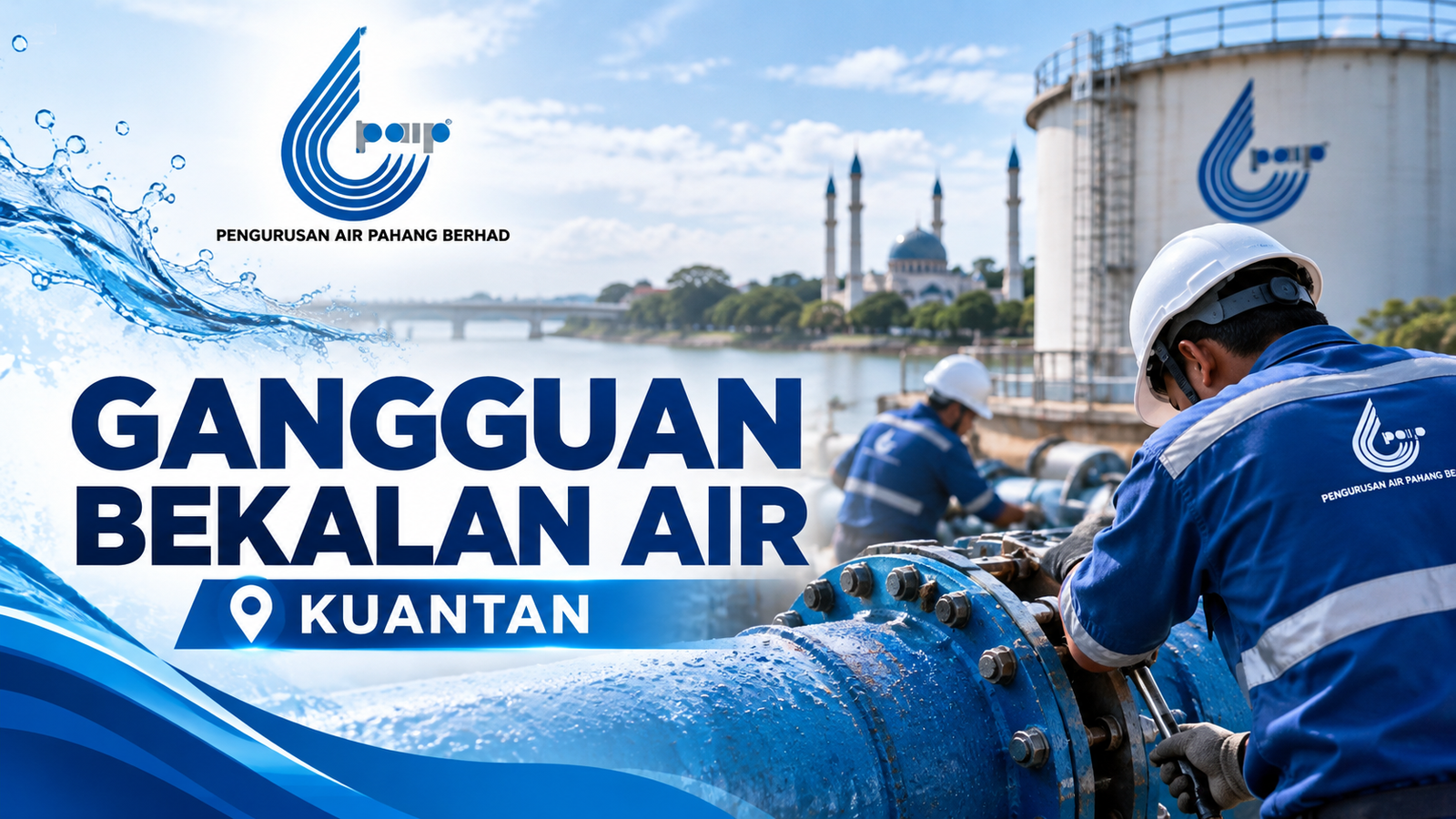 13,500 Akaun Terjejas, Bekalan Air Terputus 12 Jam di Kuantan Esok