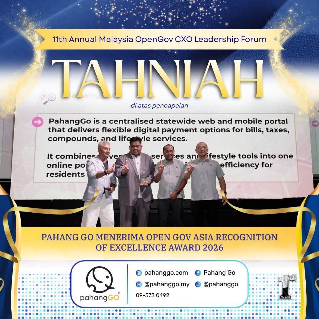 Pahang Go Raih Anugerah OpenGov Asia, Wan Rosdy Mahu Perkhidmatan Digital Terus Diperkasa